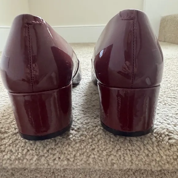 Elegant Burgundy Mary Jane Block Heels Size 8.5