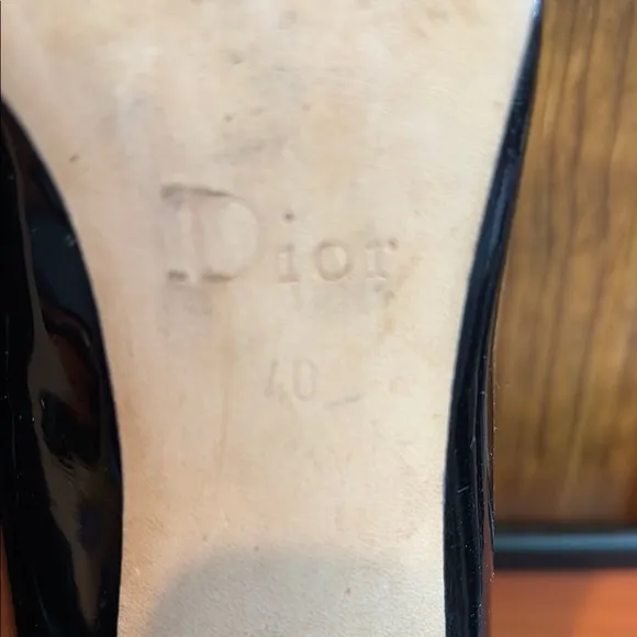 Elegant Dior Black Patent Leather Peep-Toe Heels Size 40