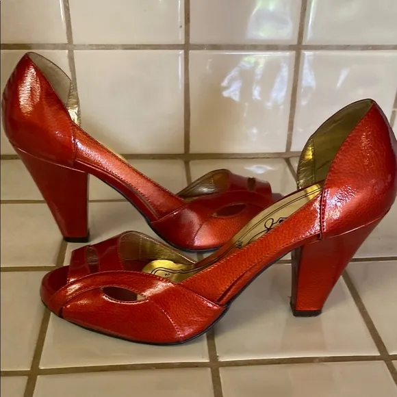 Elegant Red Peep-Toe Heels