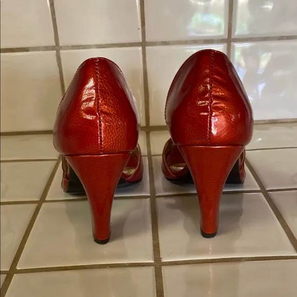 Elegant Red Peep-Toe Heels