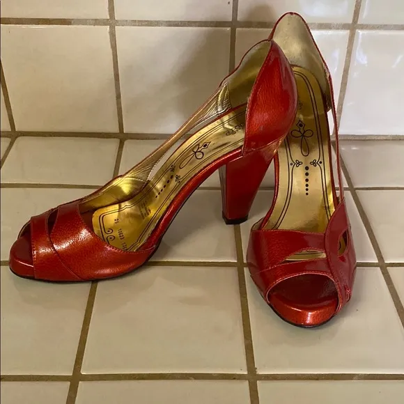 Elegant Red Peep-Toe Heels