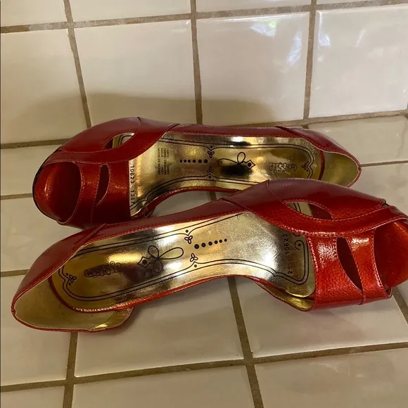 Elegant Red Peep-Toe Heels