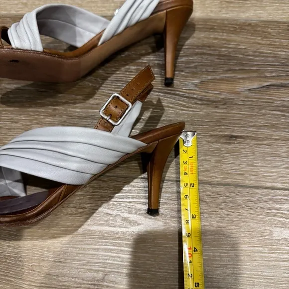 Elegant Women's Slingback Heels - White and Tan