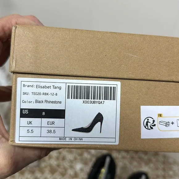 Elisabet Tang Women Pumps, Pointed Toe High Heel Glitter Rhinestone Heels Sparks
