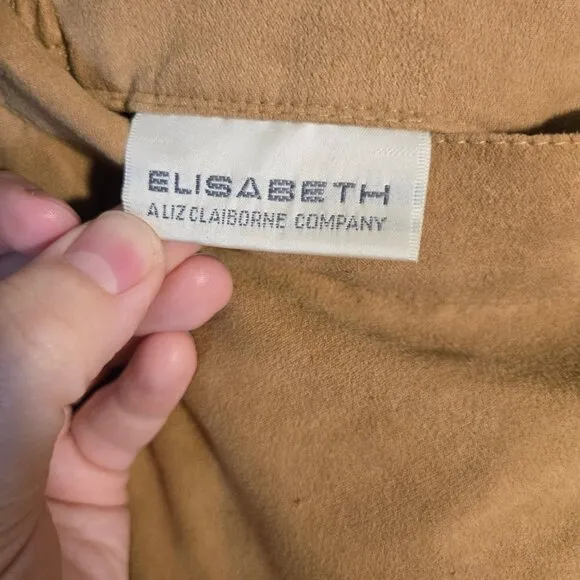 ELISABETH Liz Claiborne Suede Pencil Skirt | Camel | Size 16/18 0346
