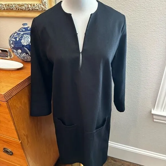Emerson Fry Black Twill Shift Dress Small