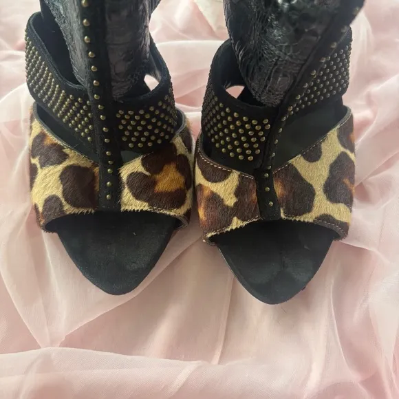 Emilio Pucci Animal Print Leather Stiletto Heels