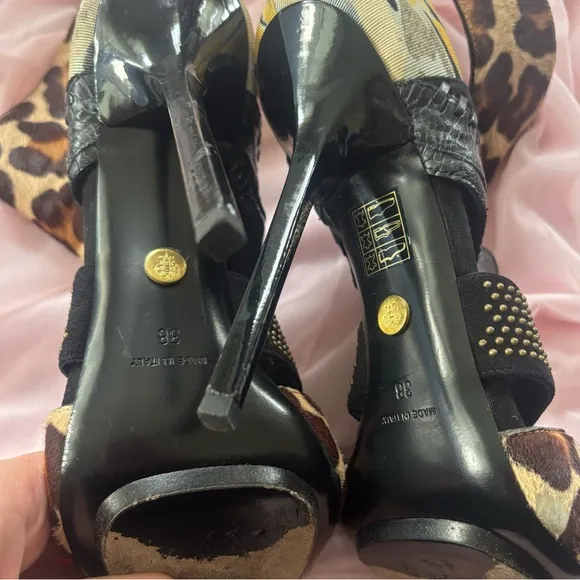 Emilio Pucci Animal Print Leather Stiletto Heels