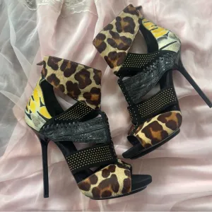 Emilio Pucci Animal Print Leather Stiletto Heels