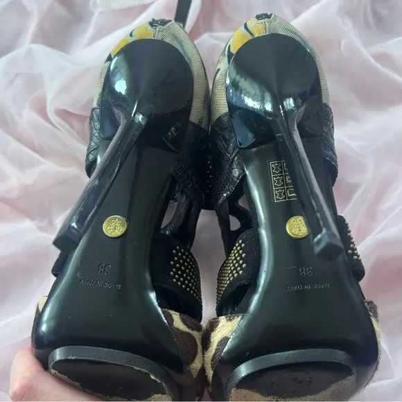 Emilio Pucci Animal Print Leather Stiletto Heels