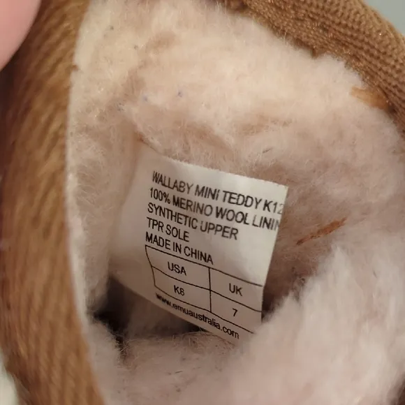 EMU Australia Kids Wallaby Mini Teddy Deluxe Wool EMU Boots size 8
