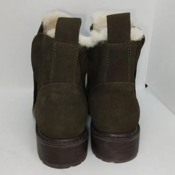 Emu Australia Pioneer Womens Pre-owned Dark Green Suede, Lined Boots - sz. 9M