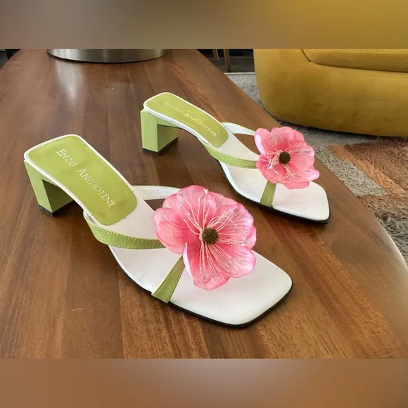 Enzo Angiolini Pink Floral Heeled Sandals