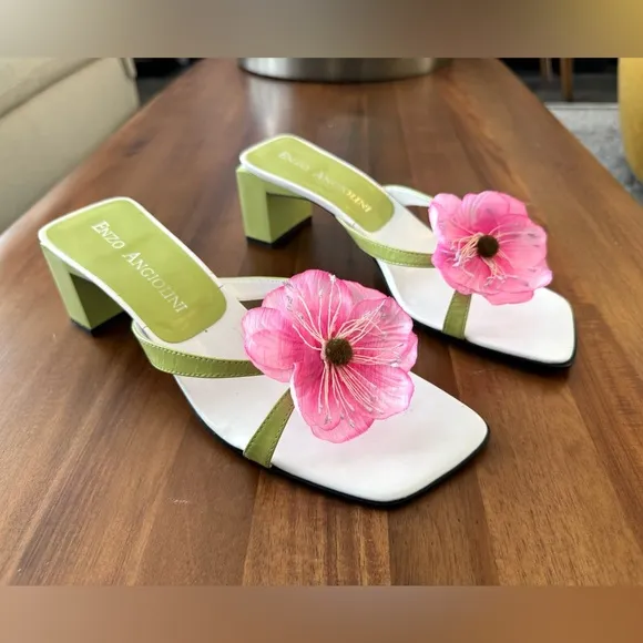 Enzo Angiolini Pink Floral Heeled Sandals