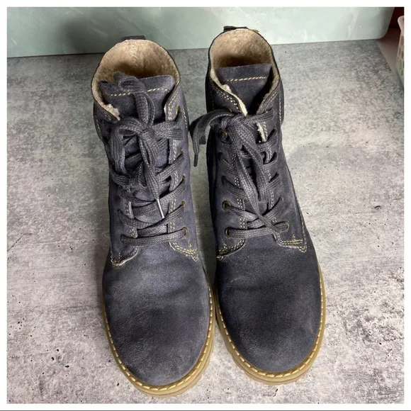 Eric Michael Blue Suede Fargo Lug Sole Hiking Boot
