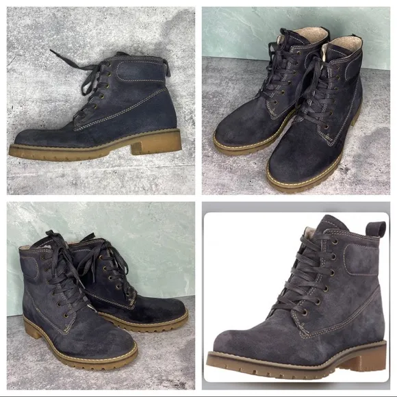 Eric Michael Blue Suede Fargo Lug Sole Hiking Boot