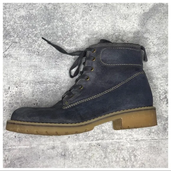Eric Michael Blue Suede Fargo Lug Sole Hiking Boot