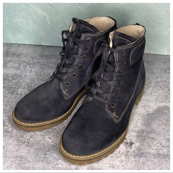 Eric Michael Blue Suede Fargo Lug Sole Hiking Boot
