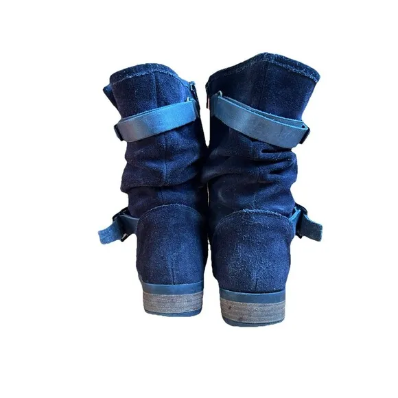 Eric Michael Portugal Venice Boot Blue Suede Moto Boots US 7/EU 38 Comfort