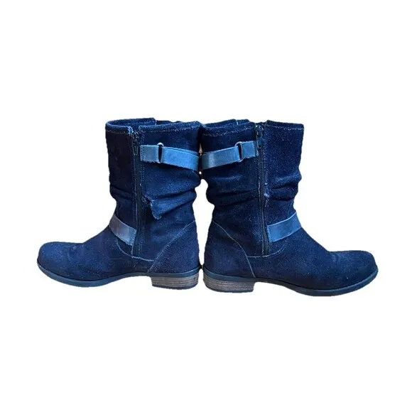 Eric Michael Portugal Venice Boot Blue Suede Moto Boots US 7/EU 38 Comfort