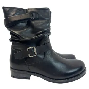 Eric Michael Womens Laguna Boot Black Leather Moto Slouch pull on Size 41