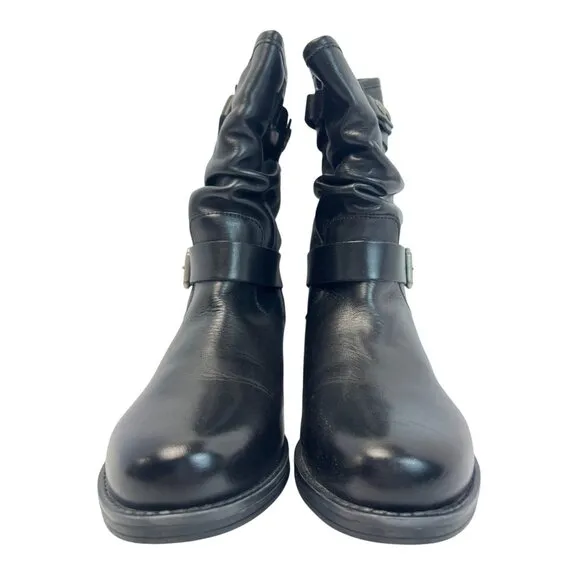 Eric Michael Womens Laguna Boot Black Leather Moto Slouch pull on Size 41