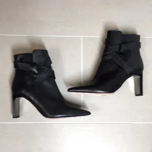 Escada Black 39 Short Leather Boots Designer