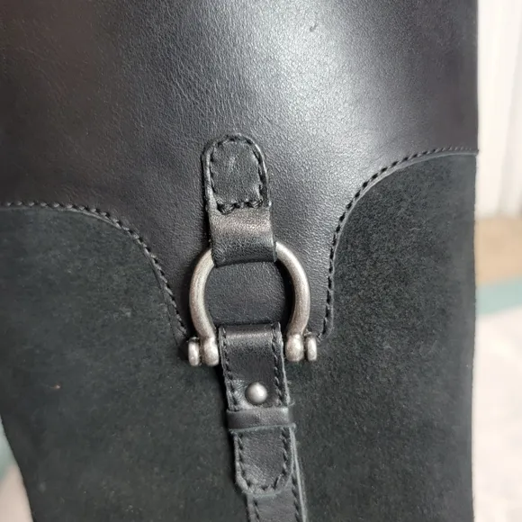 EUC Børn Ginger Black Suede Leather‎ Equestrian Riding Boots Size 7.5M