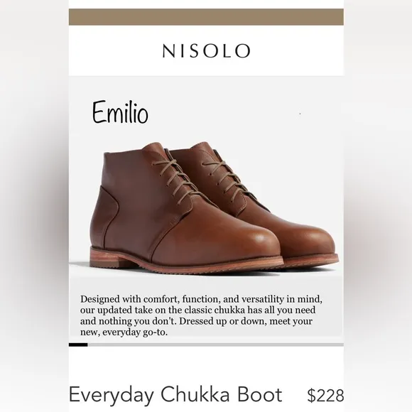 EUC Nisola “Emilio” Chukka Boots Leather Upper Brown/Cordovan Size 11