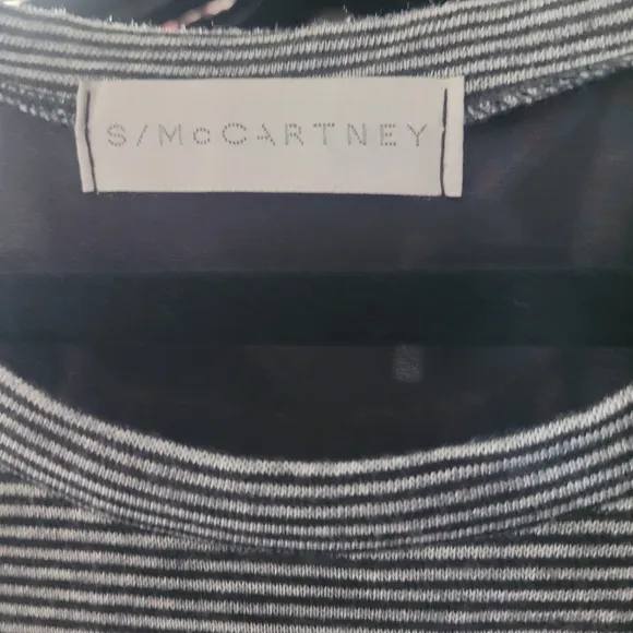 EUC STELLA MCARTNEY Black and Gray Striped Long Sleeve Dress
