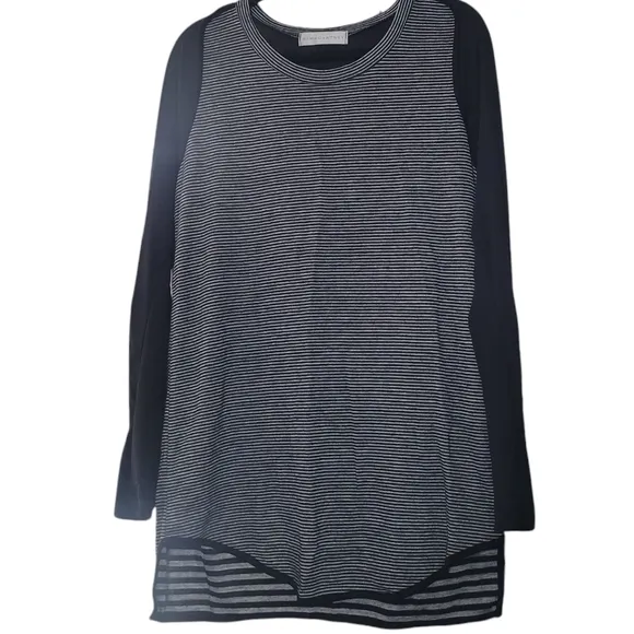 EUC STELLA MCARTNEY Black and Gray Striped Long Sleeve Dress
