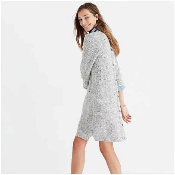 EUC Madewell Button-Back Sweater-Tunic Dress in Donegal Grey