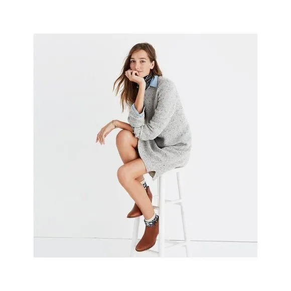 EUC Madewell Button-Back Sweater-Tunic Dress in Donegal Grey