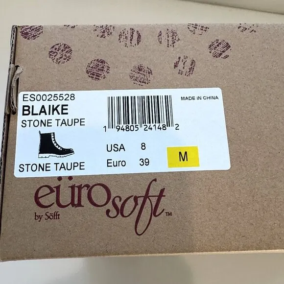 Eurosoft by Sofft Blaike Boots Combat Booties Stone Taupe Size 8 NEW