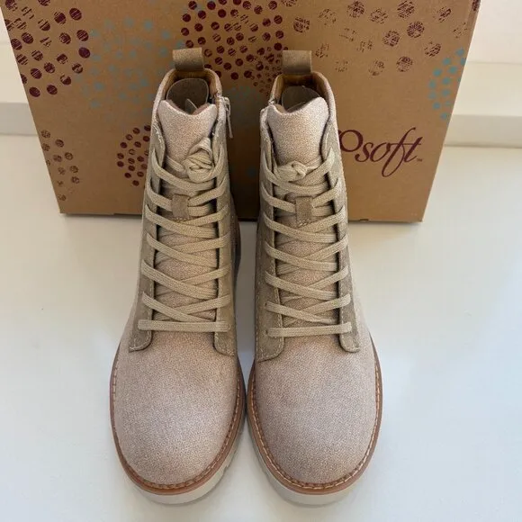 Eurosoft by Sofft Blaike Boots Combat Booties Stone Taupe Size 8 NEW