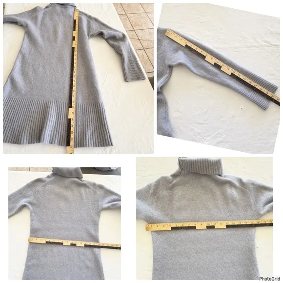 Everlane Gray Cozy Stretch Turtleneck Sweater Dress Wool Blend Yak Medium
