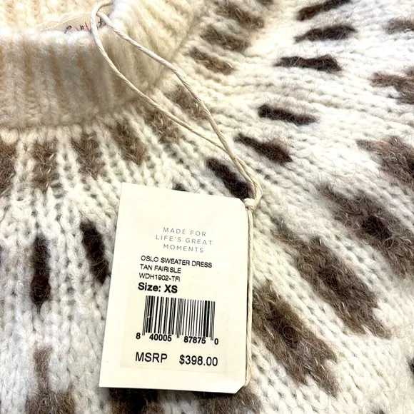 Faherty Brand Alpaca Oslo Sweater Dress - Tan Fairisle