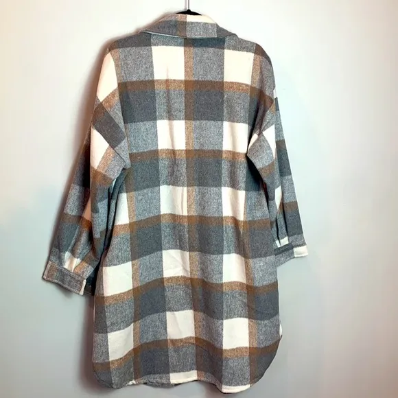 Fall Plaid Long Coat Shirt Jacket Shacket  NEW!