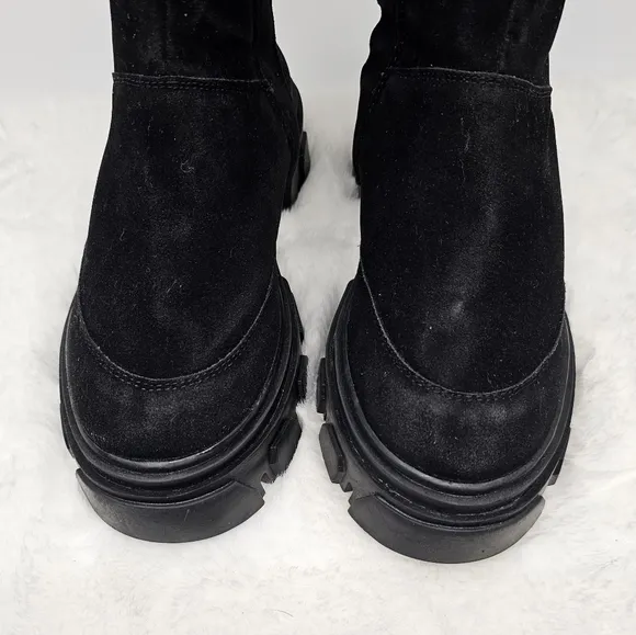 Farm Rio Anthropologie black long suede bohemian boots 7