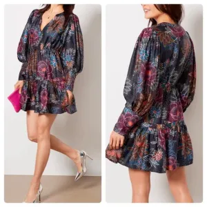 Farm Rio Sparkle Flowers Mini Dress