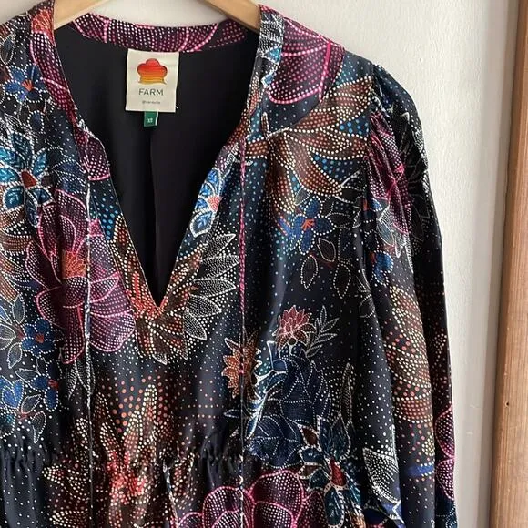 Farm Rio Sparkle Flowers Mini Dress