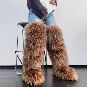 Faux Fur Knee-High Boots
