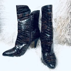 Faux Leather Ankle Bootie High Heeled Boots