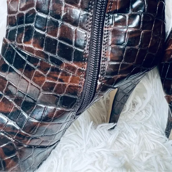 Faux Leather Ankle Bootie High Heeled Boots