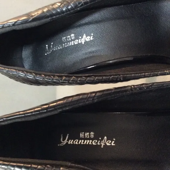 Faux leather platform stiletto heels, like new!