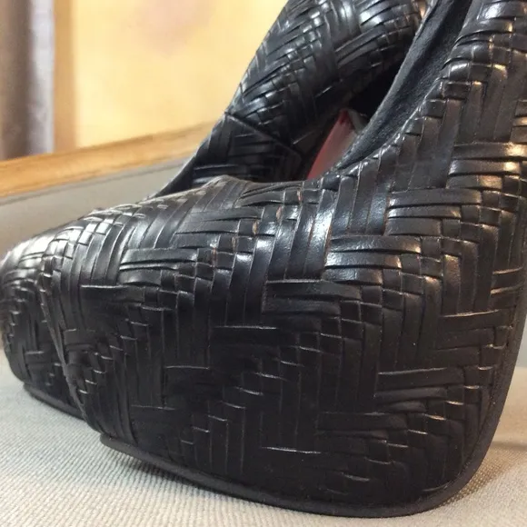 Faux leather platform stiletto heels, like new!