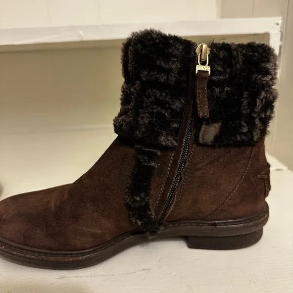 Fendi Zucca FF Logo Suede Combat Boots Size 5.5 (Euro 36.5)