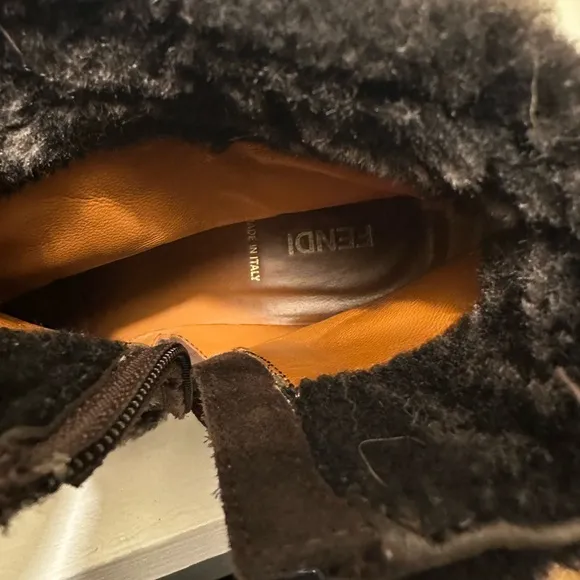 Fendi Zucca FF Logo Suede Combat Boots Size 5.5 (Euro 36.5)