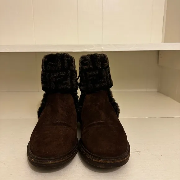 Fendi Zucca FF Logo Suede Combat Boots Size 5.5 (Euro 36.5)