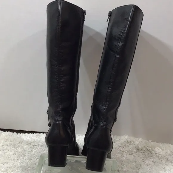 Ferragamo black leather tall boots